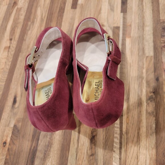 MICHAEL KORS HAVEN ANKLE STRAP CINNABAR WOMENS PLATFORM SUEDE SHOES - Picture 4 of 15